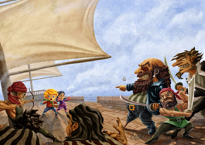 Ilustración para el cuento "Las Aventuras de Enzo y su Perro Trenzo" Escrito por Luna San Juan. 